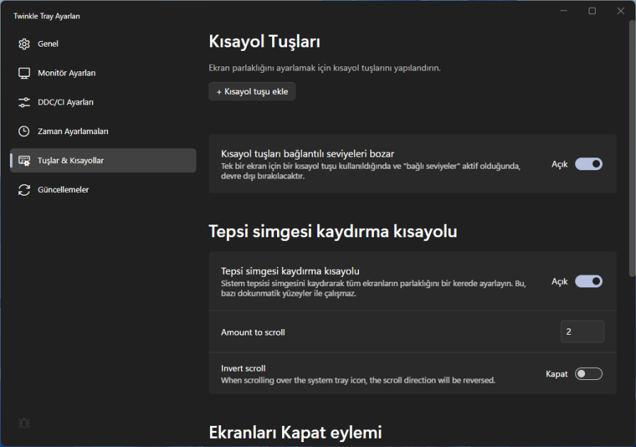 Ekran Parlaklığı Ayarlama Programı Twinkle Tray