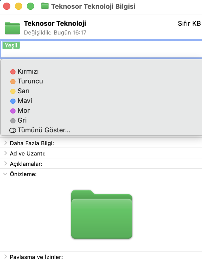Mac'te Klasör Rengini Değiştirme