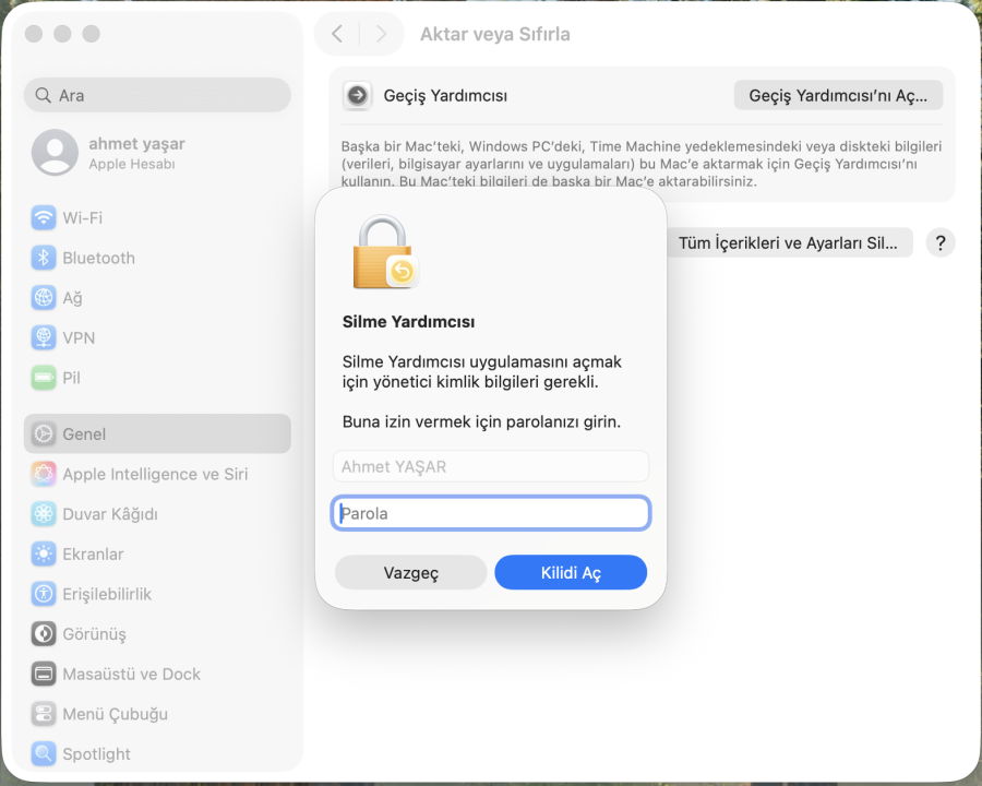 Aktar ve Sıfırla MacBook Air Sıfırlama