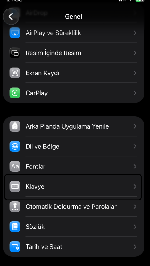 iPhone ile kaydırarak yazma