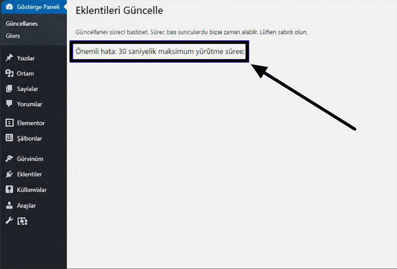 WordPress max_execution_time Hatası Çözümü max_execution_time Hatası