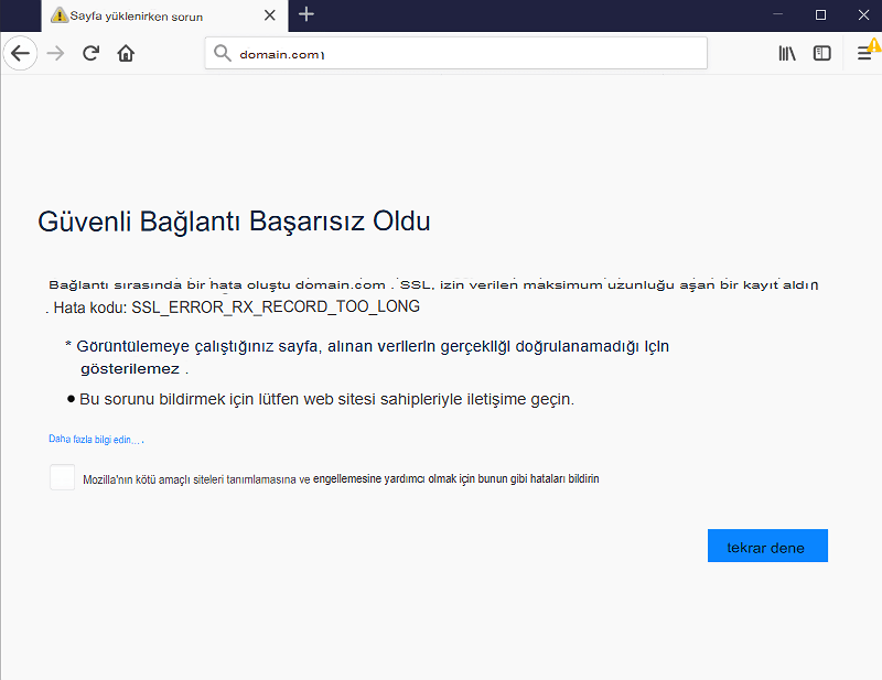 Firefox'ta "SSL_ERROR_RX_RECORD_TOO_LONG" Hatasını Nasıl Düzeltirsiniz SSL_ERROR_RX_RECORD_TOO_LONG