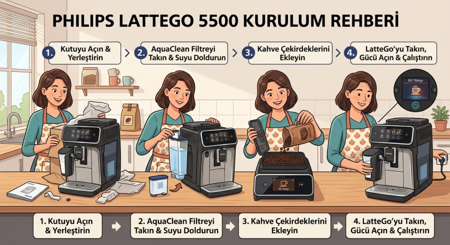 Philips LatteGo 5500 Nasıl Kurulur